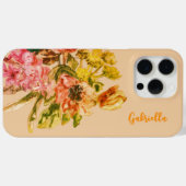 Coques Case-Mate iPhone Aquarelle monogramme floral boho rose pâle pêche (Verso (horizontal))