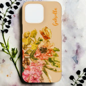 Coques Case-Mate iPhone Aquarelle monogramme floral boho rose pâle pêche