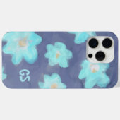 Coques Case-Mate iPhone Aquarelle monogramme floral mignon bleu fleurs sau (Verso (horizontal))