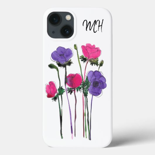 Coques Case-Mate iPhone Aquarelle Monogramme rose violet Floral (Verso)