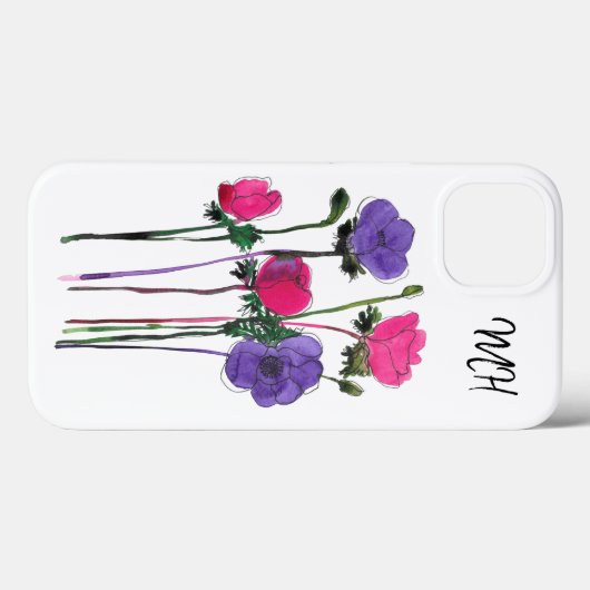 Coques Case-Mate iPhone Aquarelle Monogramme rose violet Floral (Verso (horizontal))