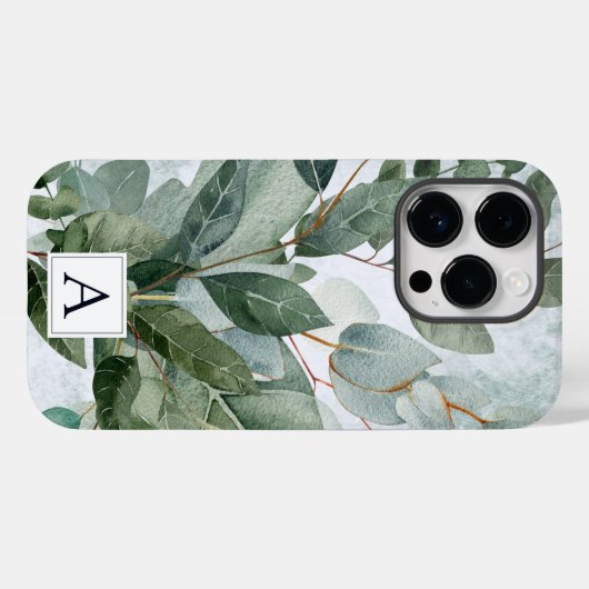 Coques Case-Mate iPhone Aquarelle monogramme Sage rustique Vert (Verso (horizontal))