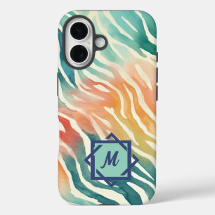 Coques iPhone 16 Aquarelle monographique personnalisée
