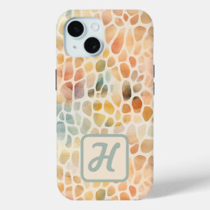 Coque Pour iPhone 15 Aquarelle monographique personnalisée colorée