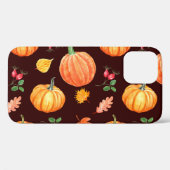 Coques Case-Mate iPhone Aquarelle Motif Floral Citrouille d'automne (Verso (horizontal))