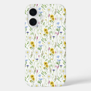 Coques iPhone 16 Aquarelle Motif floral de prairie sauvage
