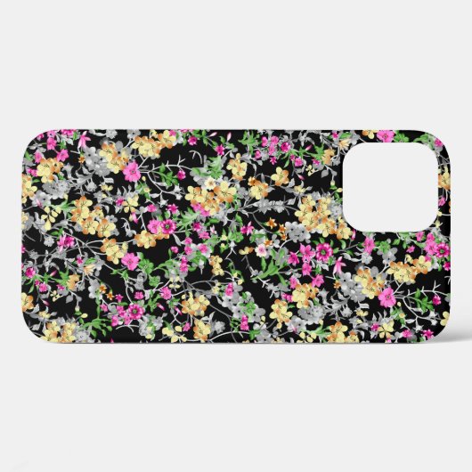 Coques Case-Mate iPhone aquarelle motif floral transparent fond noir (Verso (horizontal))
