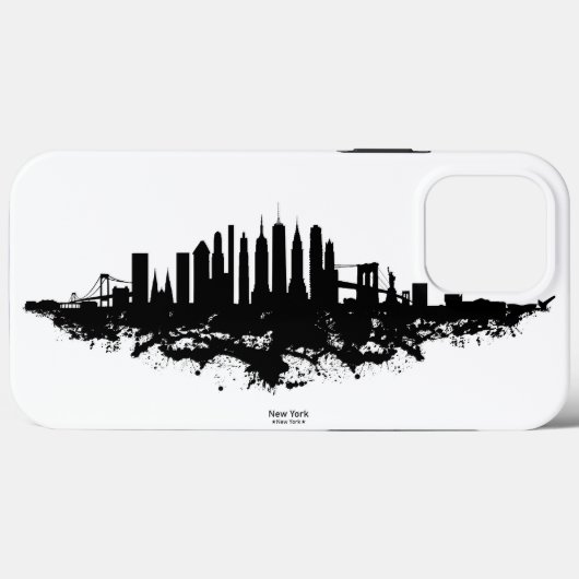 Coques Case-Mate iPhone Aquarelle New York Skyline noir et blanc (Verso (horizontal))