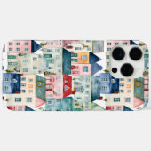 Coques Case-Mate iPhone Aquarelle Noël Maisons motif sans soudure. (Verso (horizontal))