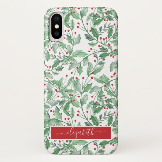 Coques Case-Mate iPhone Aquarelle Noël vert (Dos)