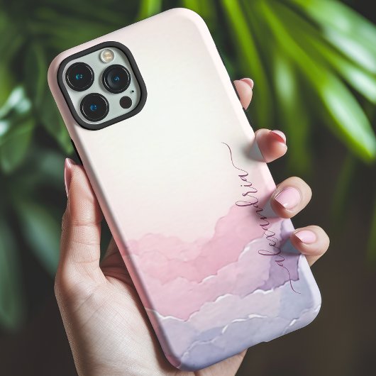 Coques Case-Mate iPhone Aquarelle Nudscape Ciel rose Nom