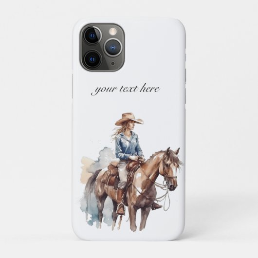 Coques Case-Mate iPhone Aquarelle occidentale Brunette Cowgirl, personnali (Dos)