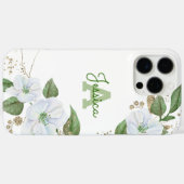 Coques Case-Mate iPhone Aquarelle or blanc Floral Monogramme Script chic (Verso (horizontal))