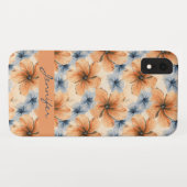 Coques Case-Mate iPhone Aquarelle orange et bleu floral (Dos (Horizontal))
