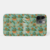 Coques Case-Mate iPhone Aquarelle Orange Turquoise Botanique Personnalisée (Dos (Horizontal))