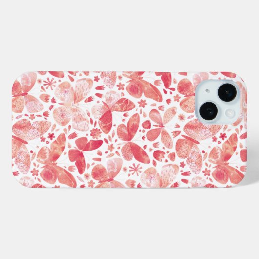 Coques Case-Mate iPhone Aquarelle papillon rose (Verso (horizontal))