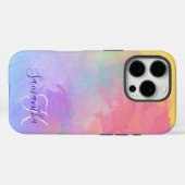 Coques Case-Mate iPhone Aquarelle Pastel Abstrait & Monogram (Verso (horizontal))