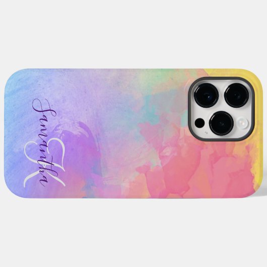 Coques Case-Mate iPhone Aquarelle Pastel Abstrait & Monogram (Verso (horizontal))