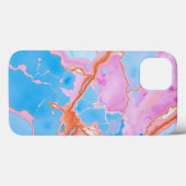 Coques Case-Mate iPhone Aquarelle Pastel Marbre Surface en Blues doux (Verso (horizontal))