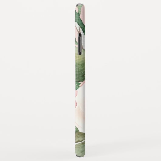 Coques Case-Mate iPhone Aquarelle Pastel Pink moderne Fleurs & Nom (Dos/Droite)