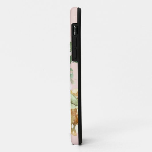Coques Case-Mate iPhone Aquarelle Pastel Pink moderne Fleurs & Nom (Dos/Gauche)