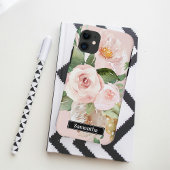 Coques Case-Mate iPhone Aquarelle Pastel Pink moderne Fleurs & Nom
