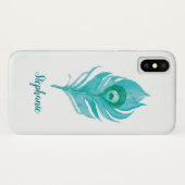 Coques Case-Mate iPhone Aquarelle Peacock (Dos (Horizontal))