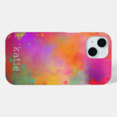 Coques Case-Mate iPhone Aquarelle peinte de couleur moderne Art avec nom (Verso (horizontal))