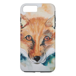Coque iPhone 8 Plus/7 Plus Aquarelle Peinture Fox Wild Mammal Abstrait