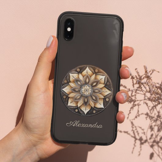 Coques Case-Mate iPhone Aquarelle personnalisée Brown Floral Mandala