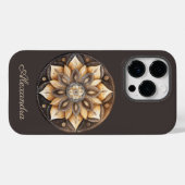 Coques Case-Mate iPhone Aquarelle personnalisée Brown Floral Mandala (Verso (horizontal))