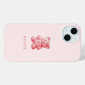 Coques Case-Mate iPhone Aquarelle personnalisée Cute rose Gummy Ours (Verso (horizontal))