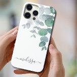 Case-Mate iPhone Case Aquarelle personnalisée Eucalyptus<br><div class="desc">Protégez et décorez votre iPhone avec cet élégant coque. Il est décoré de feuilles d'eucalyptus aquarelle dans des tons doux de vert sur un arrière - plan blanc. Customisez-le avec votre nom ou monogramme. Aquarelle originale © Michele Davies.</div>