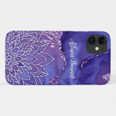 Coques Case-Mate iPhone Aquarelle personnalisée violet blanc Mandala (Dos (Horizontal))