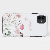 Coques Case-Mate iPhone Aquarelle Pink Poppy Meadow Nom personnalisé (Dos (Horizontal))