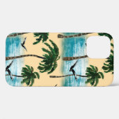 Coques Case-Mate iPhone Aquarelle plage de texture transparente. Palmiers, (Verso (horizontal))