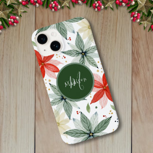 Coque Pour iPhone 14 Aquarelle Poinsettia