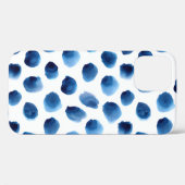 Coques Case-Mate iPhone Aquarelle Points Bleus : Peint à la main sans cout (Verso (horizontal))