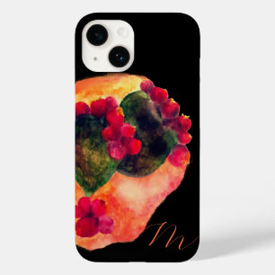 Coque Pour iPhone 14 Aquarelle poires épineuses Cactus Monogramme