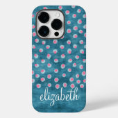 Coques Case-Mate iPhone Aquarelle Pois Messy - bleu et rose (Verso)