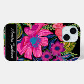 Coques Case-Mate iPhone Aquarelle poitrine florale Monogramme (Verso (horizontal))