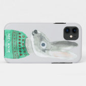 Coques Case-Mate iPhone Aquarelle Rabbit dans le gris sucré Personnalisé (Dos (Horizontal))