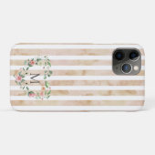 Coques Case-Mate iPhone aquarelle rayures fleurie couronne monogramme (Dos (Horizontal))