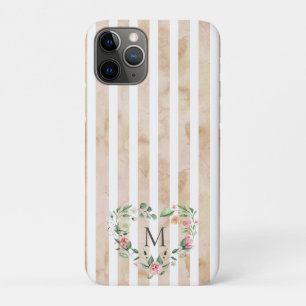 Case-Mate iPhone Case aquarelle rayures fleurie couronne monogramme