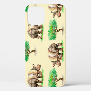 Case-Mate iPhone Case Aquarelle Rhino : Motif peint à la main.