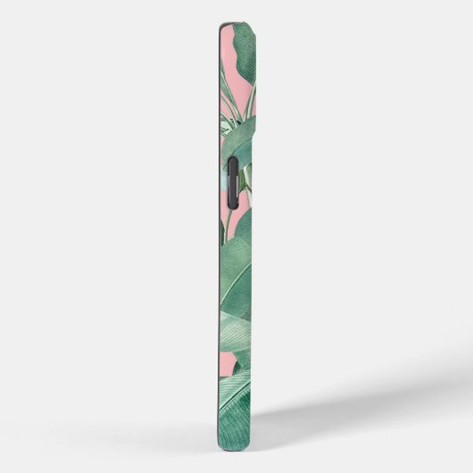 Coques Case-Mate iPhone Aquarelle rose banane tropicale Feuilles Monogramm (Verso / Droite)