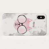 Coques Case-Mate iPhone Aquarelle rose chat cool Meow (Dos (Horizontal))