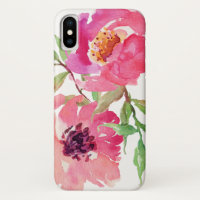Aquarelle rose chaud motif floral