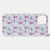 Coques Case-Mate iPhone Aquarelle rose et bleu Motif de palmier (Verso (horizontal))