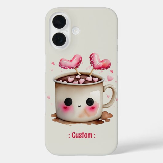 Coques Case-Mate iPhone Aquarelle rose et crème mignonne Mug de cacao chau (Verso)